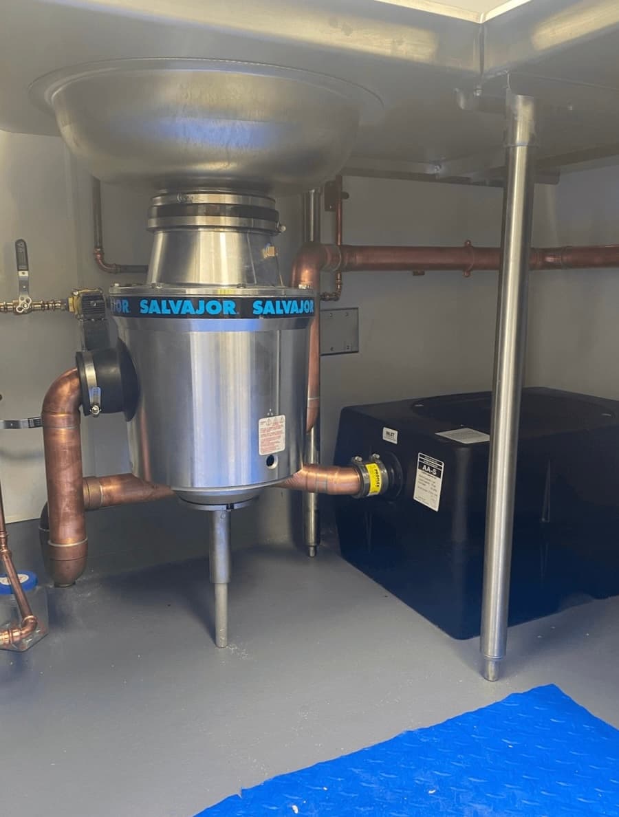 Commercial kitchen disposer and copper drain work by Lucas Plumbing, greater Boston