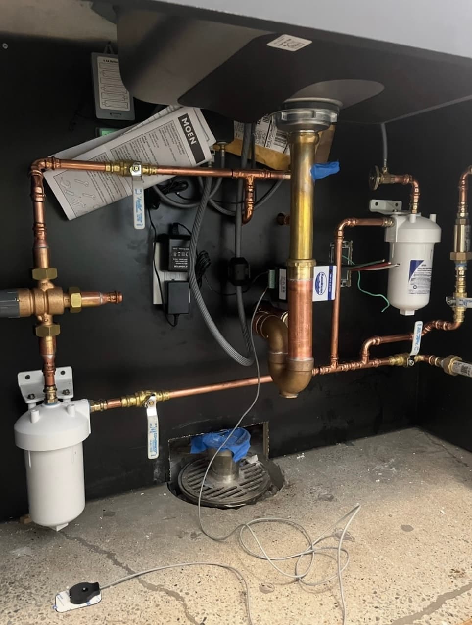Under-sink copper repiping and water filtration by Lucas Plumbing, MetroWest MA